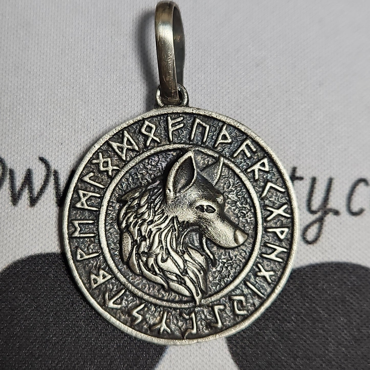 Handmade 925 Fenrir Wolf Double Sided Pendant