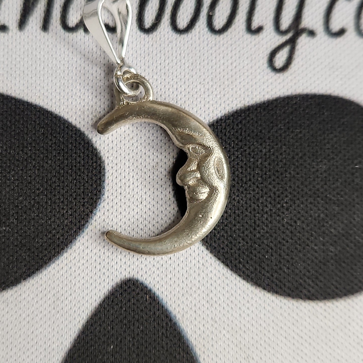 .925 Moon Face Charm, Double-sided - Handcrafted