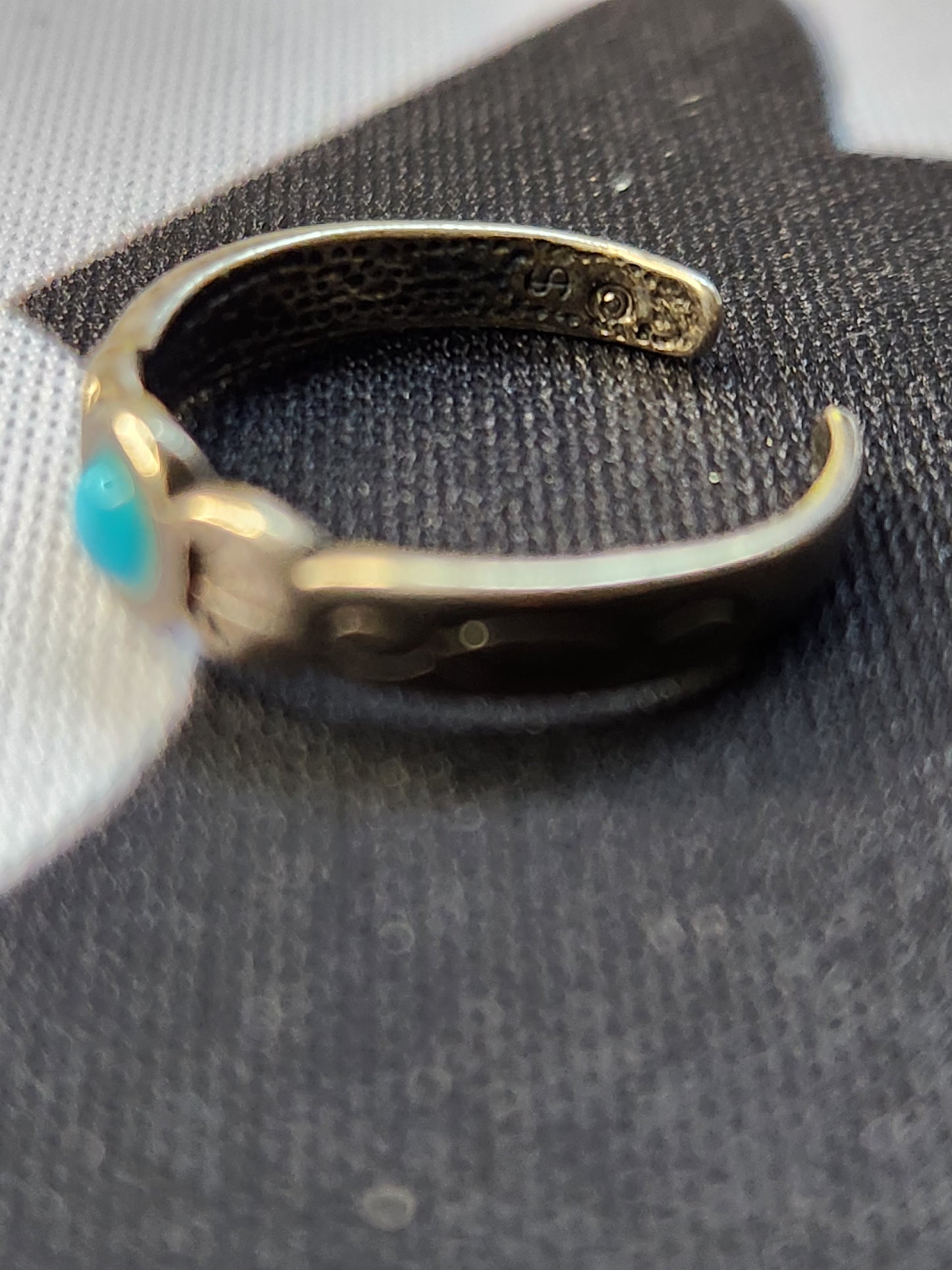 .925 Sterling Silver Turquoise Open Band (signed) Sz 4.5