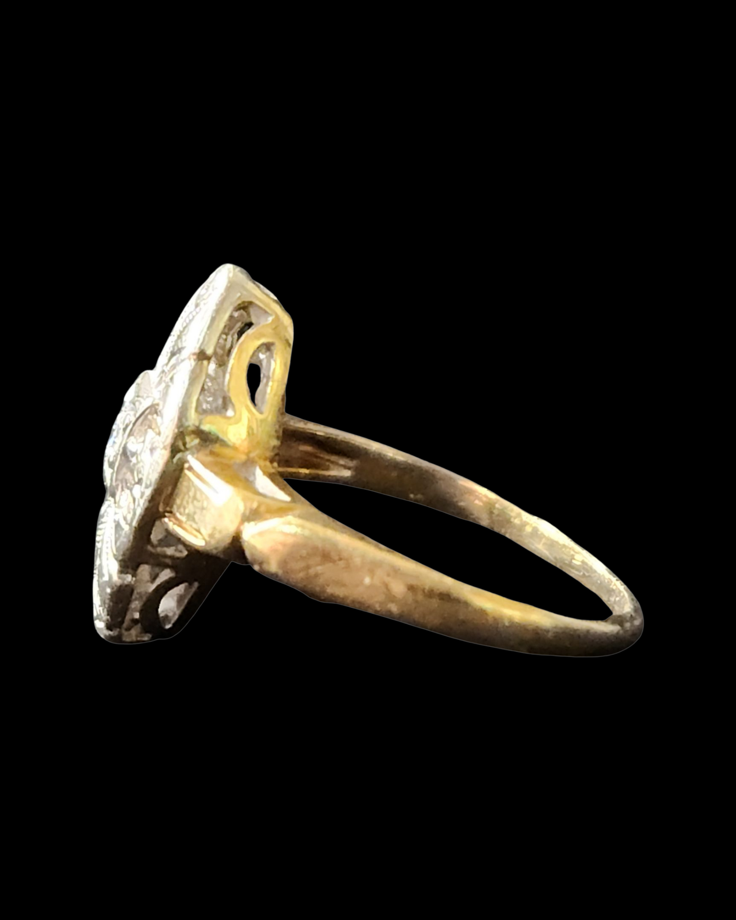 14k Vintage Ring, White & Yellow Gold